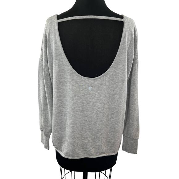 SWEATY BETTY Open Back Gray Long Sleeve Cotton Blend Pullover Athletic Top S - Picture 1 of 8